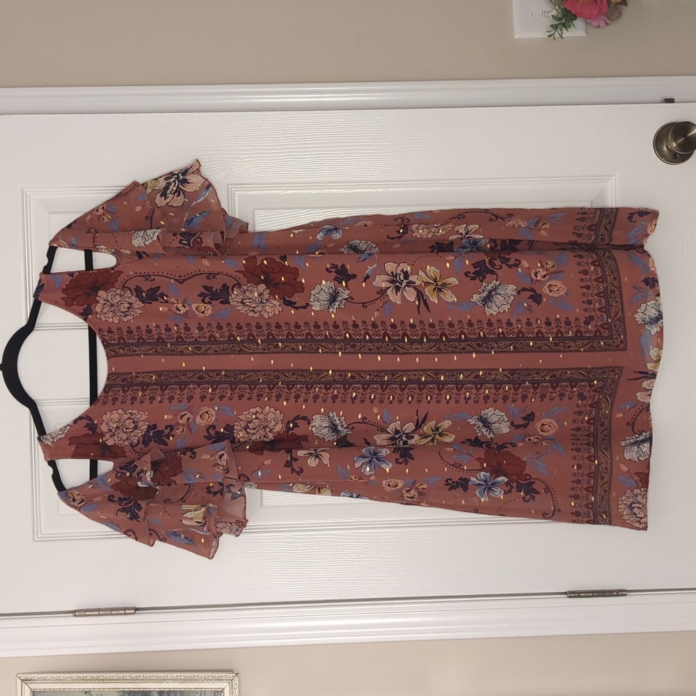 Laundry By Shelli Segal Pink Floral Cold Shoulder Mini Dress -Women's Size Large